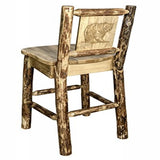 Glacier Country Collection Counter Height Barstool W/ Back, W/ Laser Engraved Bear Design
