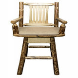 Glacier Country Collection Captain'S Barstool W/ Back & Swivel W/ Upholstered Seat, Buckskin Pattern