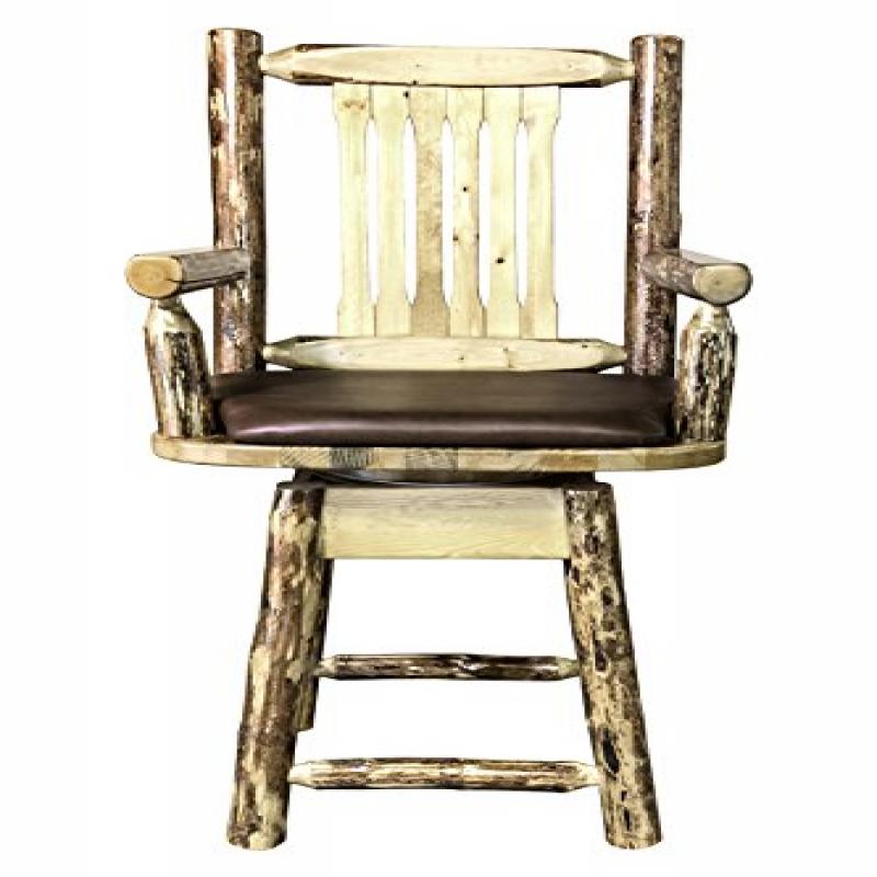 Glacier Country Collection Counter Height Swivel Captain'S Barstool - Saddle Upholstery