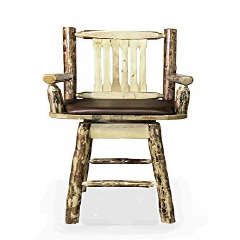 Glacier Country Collection Captain'S Barstool W/ Back & Swivel W/ Upholstered Seat, Saddle Pattern
