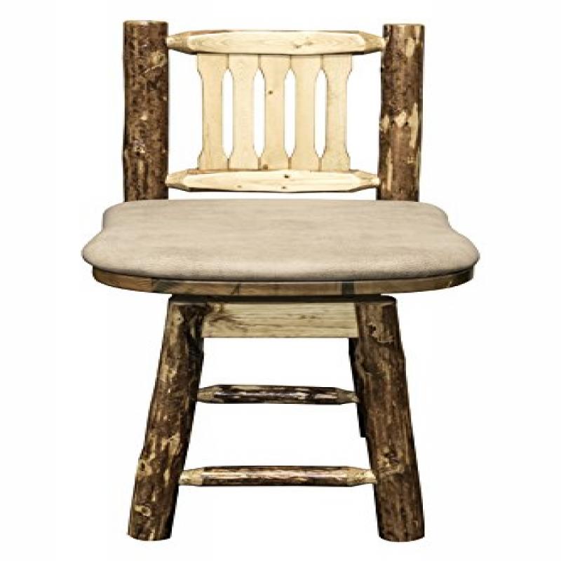 Glacier Country Collection Counter Height Barstool W/ Back & Swivel - Buckskin Upholstery