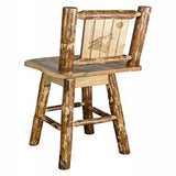 Glacier Country Collection Barstool W/ Back & Swivel W/ Laser Engraved Wolf Design