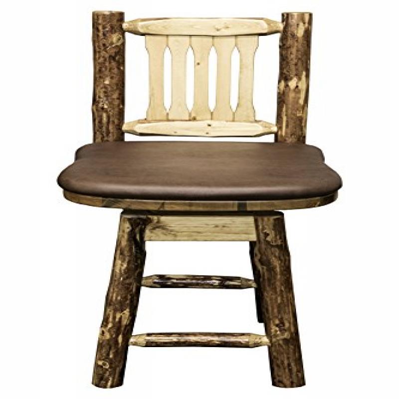 Glacier Country Collection Counter Height Barstool W/ Back & Swivel - Saddle Upholstery