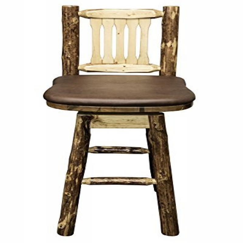 Glacier Country Collection Barstool W/ Back & Swivel W/ Upholstered Seat, Saddle Pattern