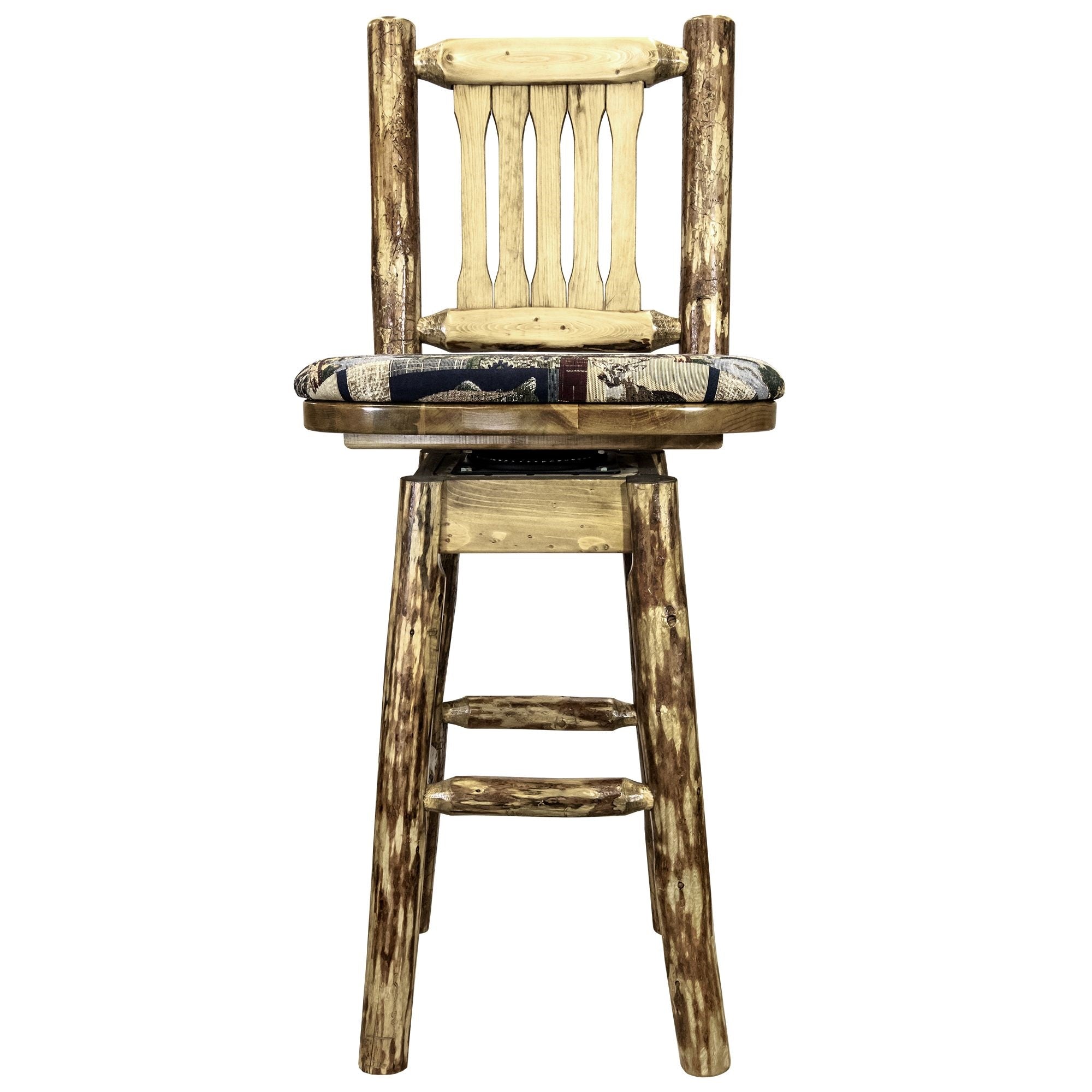 Glacier Country Collection Counter Height Barstool W/ Back & Swivel - Woodland Upholstery
