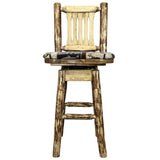 Glacier Country Collection Counter Height Barstool W/ Back & Swivel - Woodland Upholstery