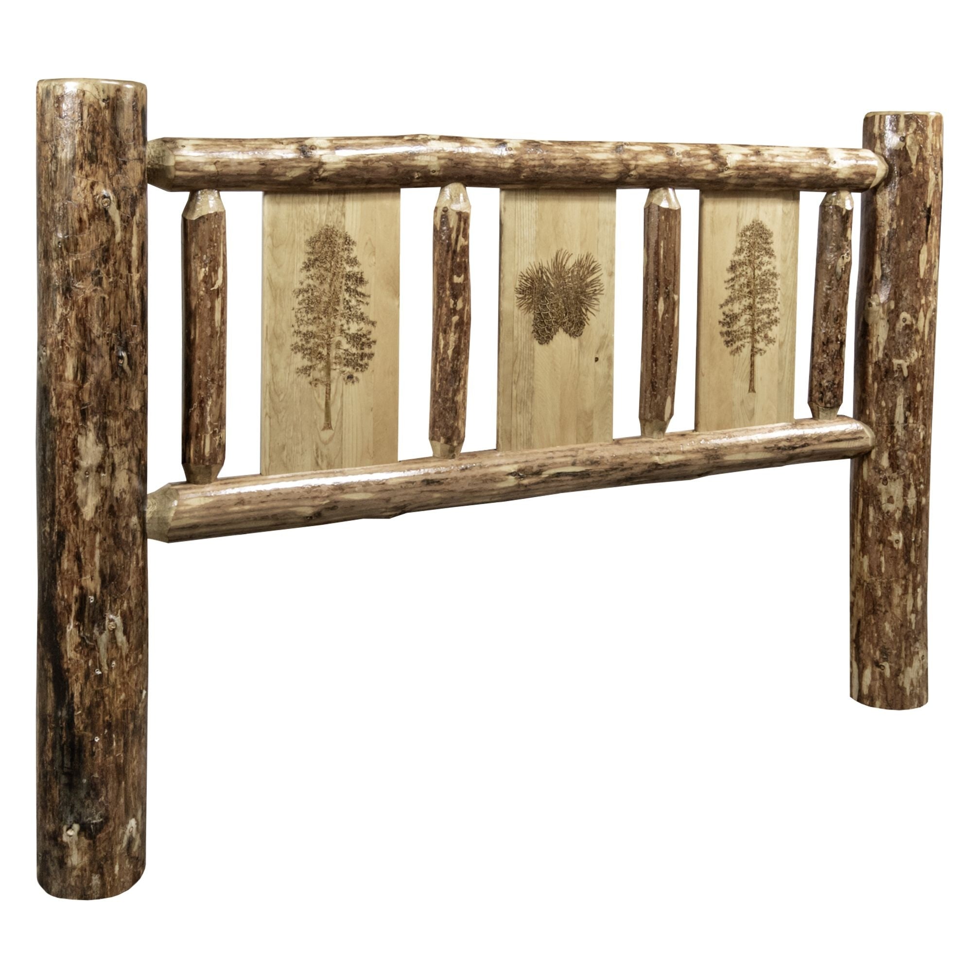 Glacier Country Collection California King Headboard W/ Laser Engraved Pine Design