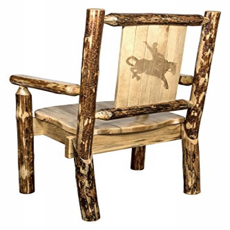 Glacier Country Collection Captain'S Chair W/ Laser Engraved Bronc Design
