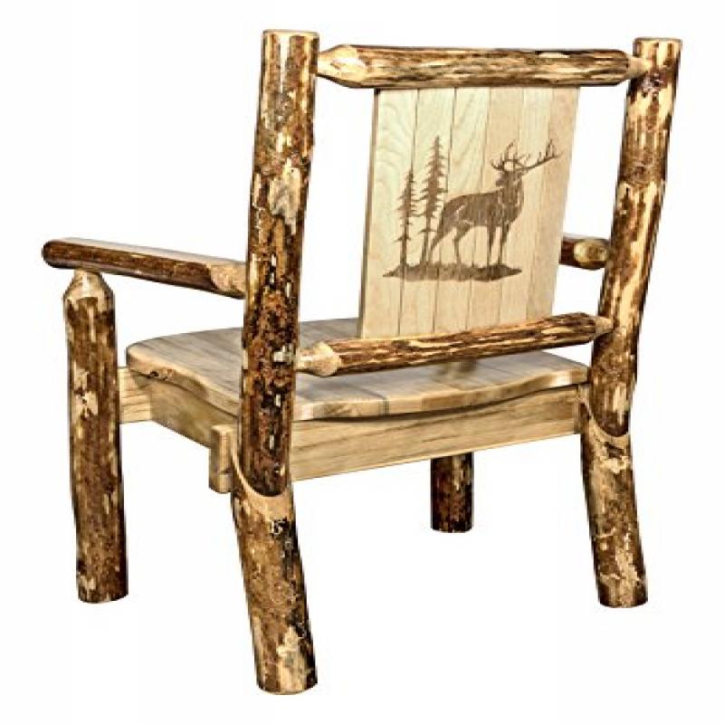 Glacier Country Collection Captain'S Chair W/ Laser Engraved Elk Design
