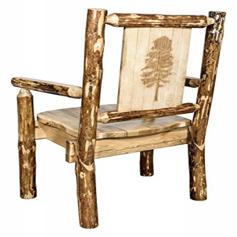 Glacier Country Collection Captain'S Chair W/ Laser Engraved Pine Tree Design
