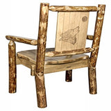Glacier Country Collection Captain'S Chair W/ Laser Engraved Wolf Design