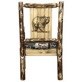 Glacier Country Collection Captain'S Chair, Woodland Upholstery W/ Laser Engraved Bear Design