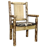 Glacier Country Collection Captain'S Chair, Woodland Upholstery W/ Laser Engraved Bear Design