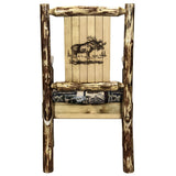 Glacier Country Collection Captain'S Chair, Woodland Upholstery W/ Laser Engraved Moose Design