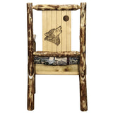 Glacier Country Collection Captain'S Chair, Woodland Upholstery W/ Laser Engraved Wolf Design