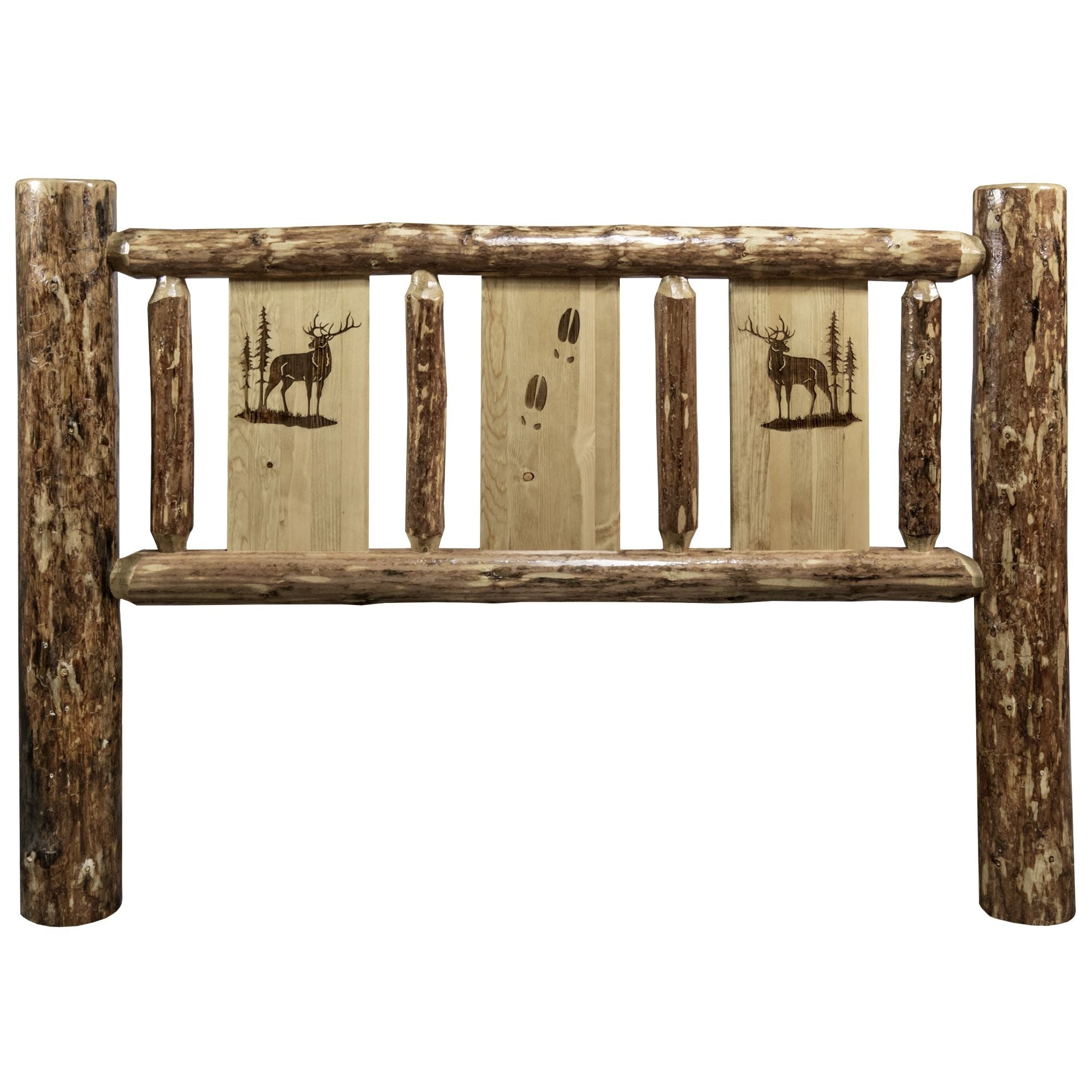 Glacier Country Collection Full Headboard W/ Laser Engraved Elk Design
