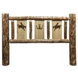 Glacier Country Collection King Headboard W/ Laser Engraved Bronc Design