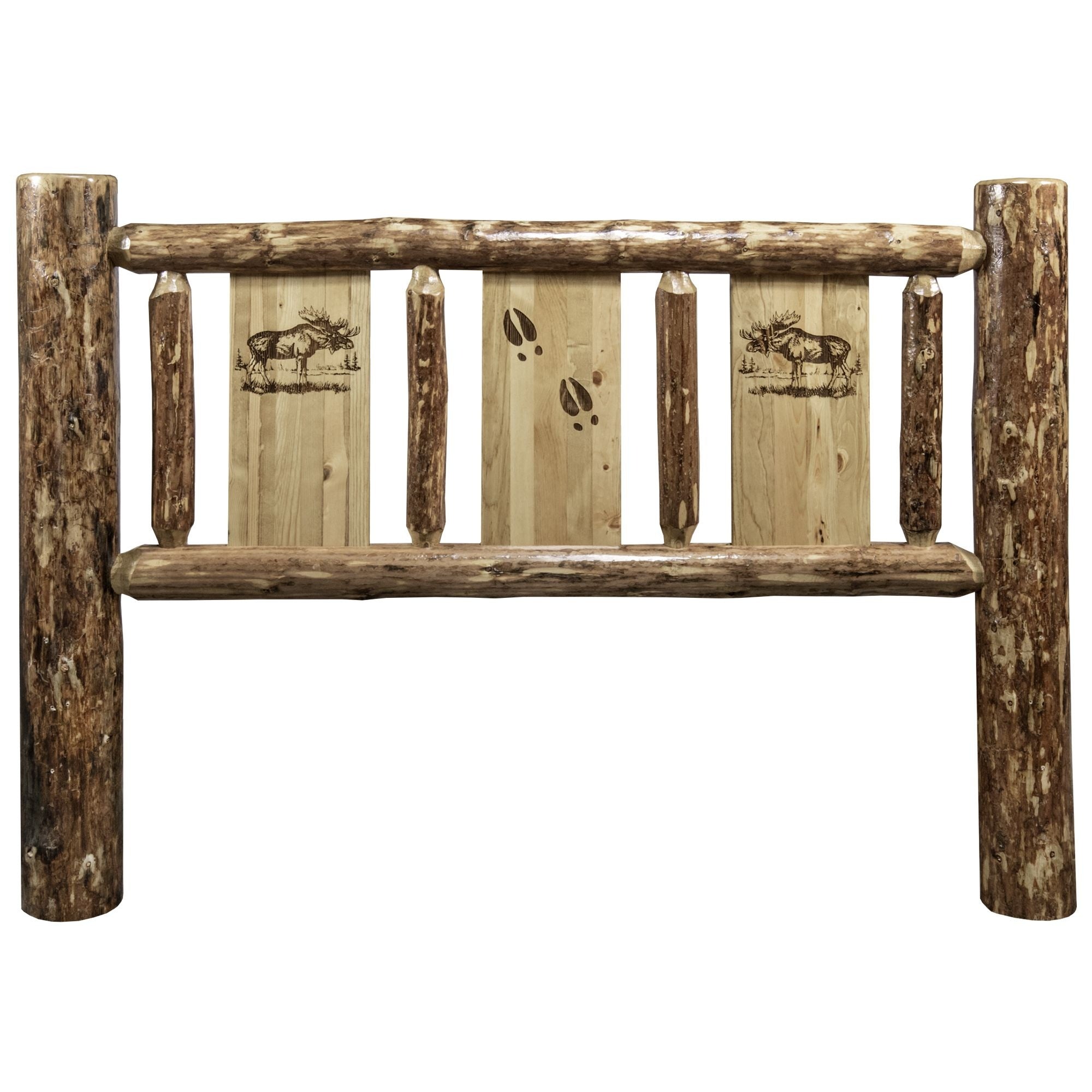 Glacier Country Collection King Headboard W/ Laser Engraved Moose Design
