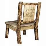 Glacier Country Collection Side Chair - Buckskin Upholstery, W/ Laser Engraved Bear Design