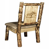 Glacier Country Collection Side Chair - Buckskin Upholstery, W/ Laser Engraved Moose Design