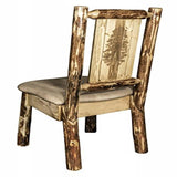 Glacier Country Collection Side Chair - Buckskin Upholstery, W/ Laser Engraved Pine Tree Design