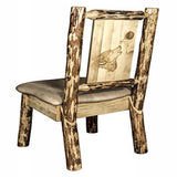 Glacier Country Collection Side Chair - Buckskin Upholstery, W/ Laser Engraved Wolf Design