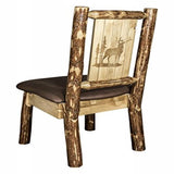 Glacier Country Collection Side Chair - Saddle Upholstery, W/ Laser Engraved Elk Design