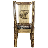 Glacier Country Collection Side Chair - Woodland Upholstery, W/ Laser Engraved Bear Design