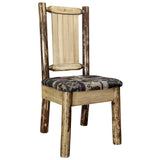 Glacier Country Collection Side Chair - Woodland Upholstery, W/ Laser Engraved Moose Design