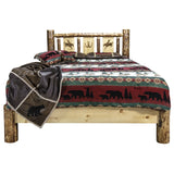 Glacier Country Collection California King Platform Bed W/ Laser Engraved Bronc Design