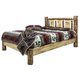 Glacier Country Collection King Platform Bed W/ Laser Engraved Moose Design