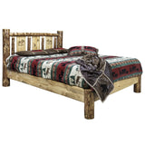 Glacier Country Collection King Platform Bed W/ Laser Engraved Moose Design
