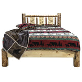 Glacier Country Collection Queen Platform Bed W/ Laser Engraved Bear Design