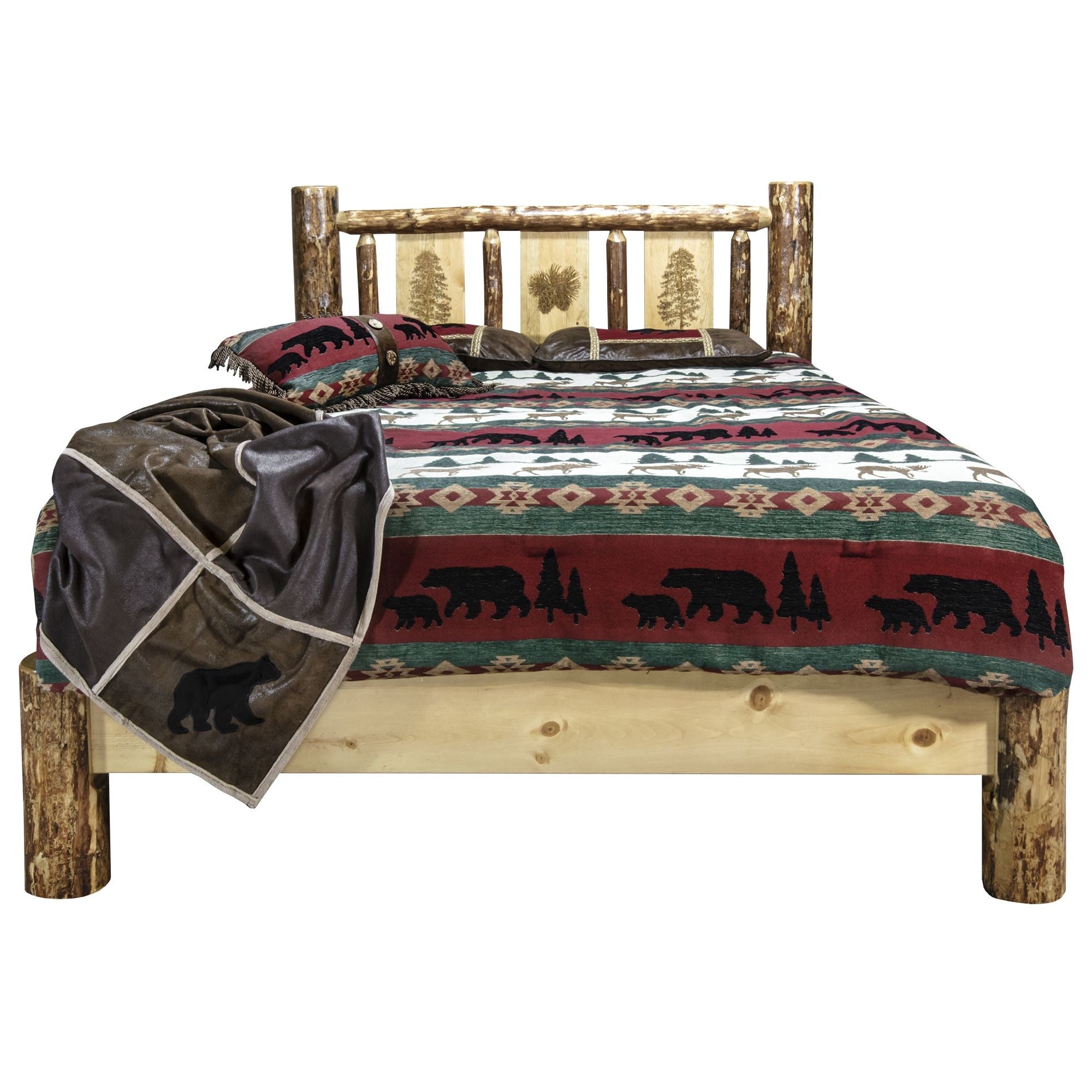 Glacier Country Collection Twin Platform Bed W/ Laser Engraved Pine Tree Design
