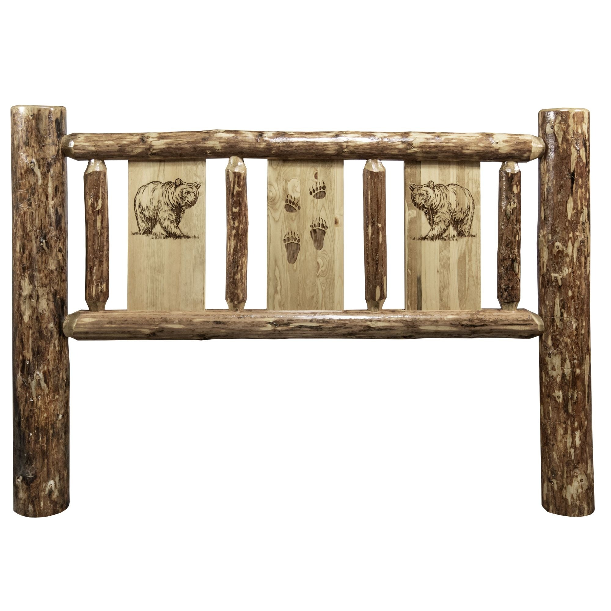 Glacier Country Collection Queen Headboard W/ Laser Engraved Bear Design