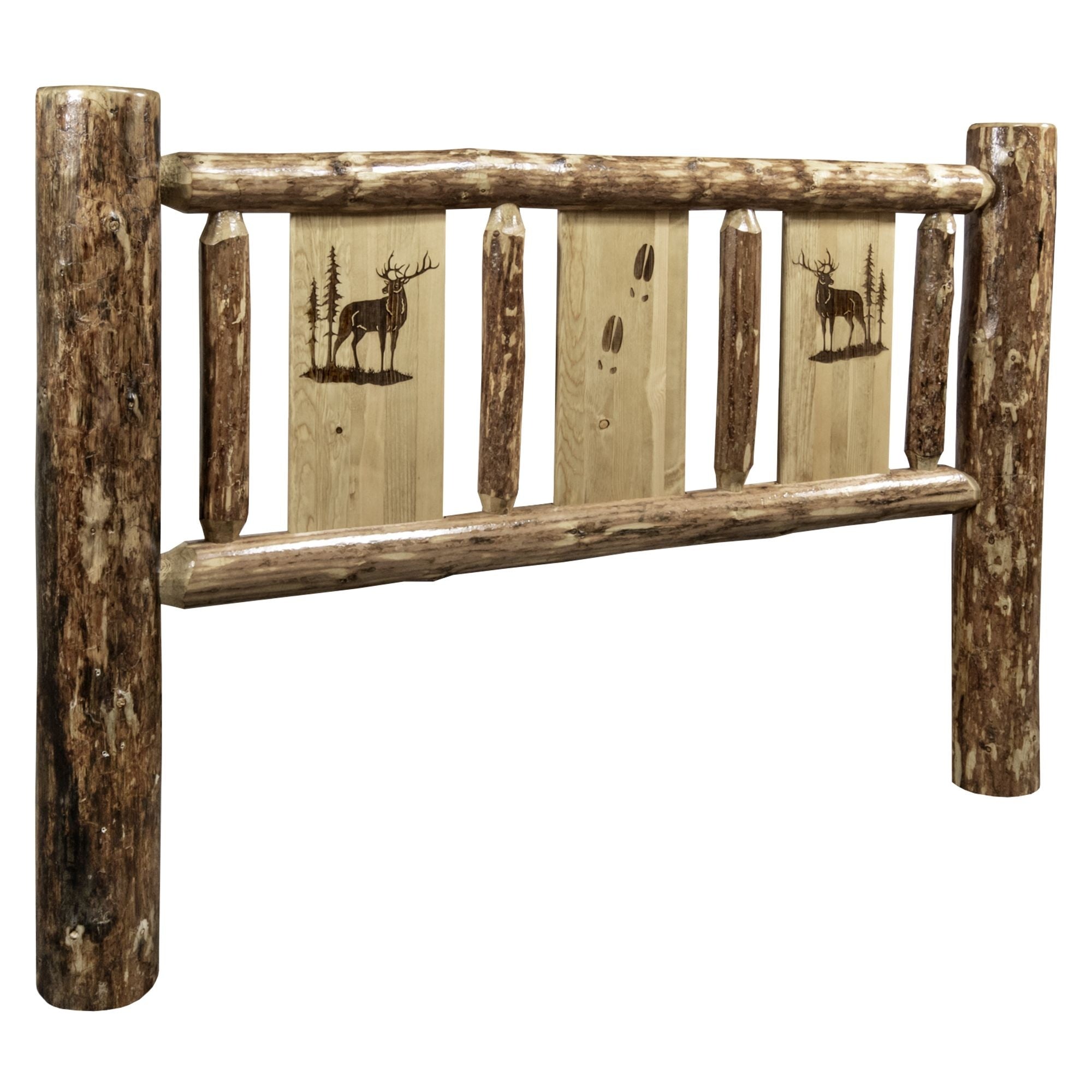 Glacier Country Collection Queen Headboard W/ Laser Engraved Elk Design