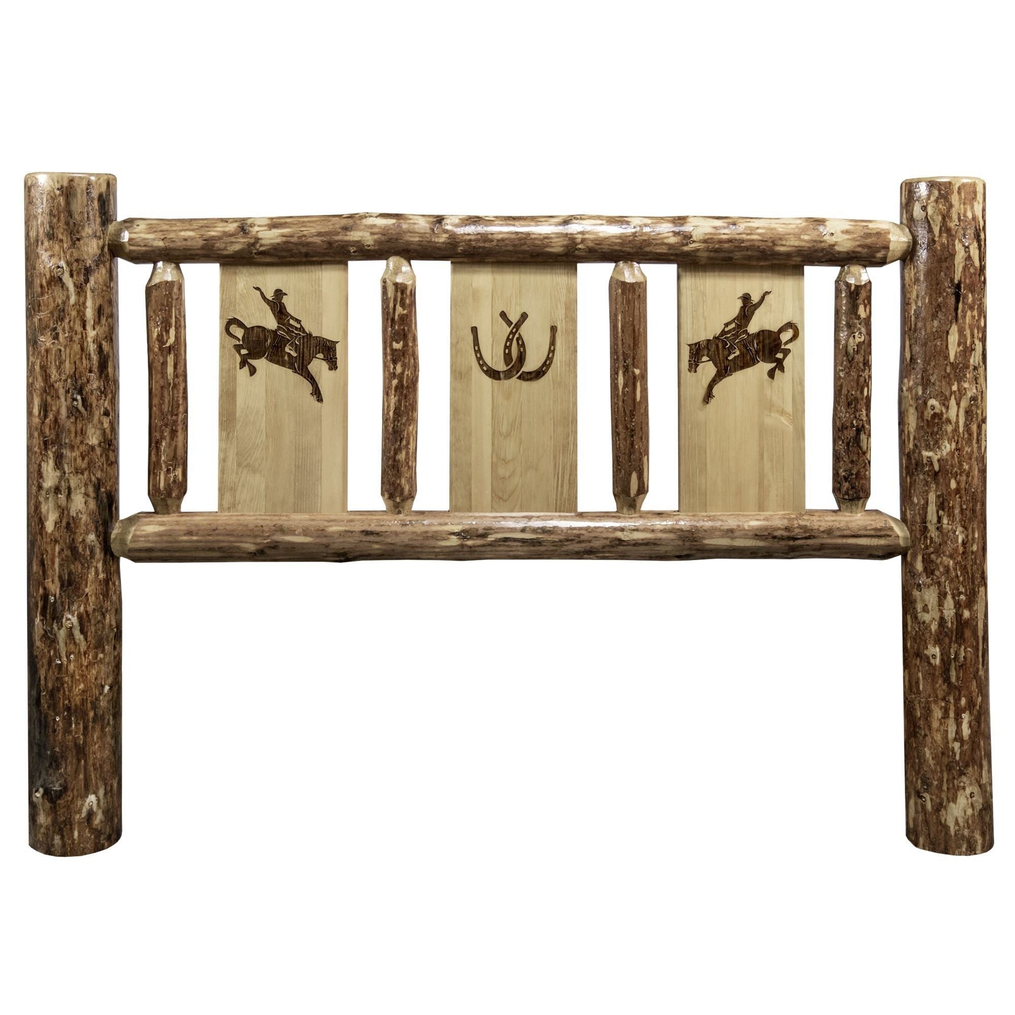 Glacier Country Collection Twin Headboard W/ Laser Engraved Bronc Design