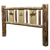 Glacier Country Collection Twin Headboard W/ Laser Engraved Bronc Design