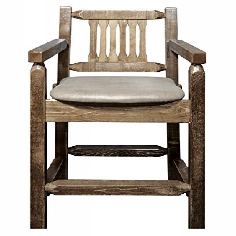 Homestead Collection Counter Height Captain'S Barstool - Buckskin Upholstery, Stain & Lacquer Finish