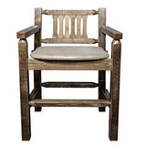 Homestead Collection Captain'S Barstool, Stain & Lacquer Finish W/ Upholstered Seat, Buckskin Pattern