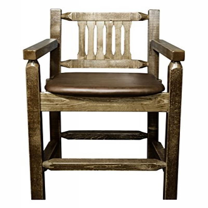 Homestead Collection Counter Height Captain'S Barstool - Saddle Upholstery, Stain & Lacquer Finish