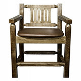 Homestead Collection Counter Height Captain'S Barstool - Saddle Upholstery, Stain & Lacquer Finish