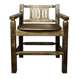 Homestead Collection Captain'S Barstool, Stain & Lacquer Finish W/ Upholstered Seat, Saddle Pattern