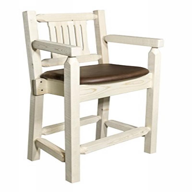 Homestead Collection Counter Height Captain'S Barstool - Saddle Upholstery, Clear Lacquer Finish