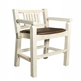 Homestead Collection Captain'S Barstool, Clear Lacquer Finish W/ Upholstered Seat, Saddle Pattern