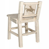 Homestead Collection Counter Height Barstool W/ Back, W/ Laser Engraved Bronc Design, Ready To Finish