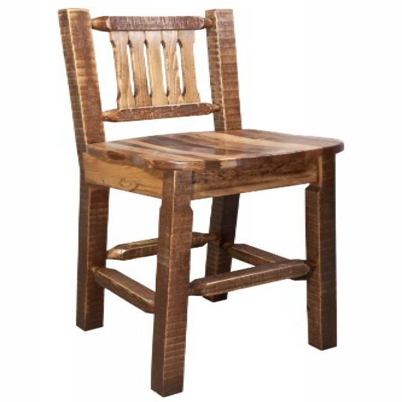 Homestead Collection Barstool W/ Back, Stain & Clear Lacquer Finish, Ergonomic Wooden Seat