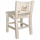 Homestead Collection Barstool W/ Back, W/ Laser Engraved Elk Design, Clear Lacquer Finish