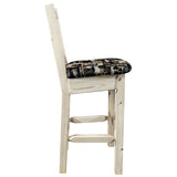 Homestead Collection Barstool W/ Back, Ready To Finish W/ Upholstered Seat, Woodland Pattern