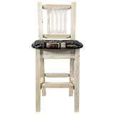 Homestead Collection Barstool W/ Back, Ready To Finish W/ Upholstered Seat, Woodland Pattern